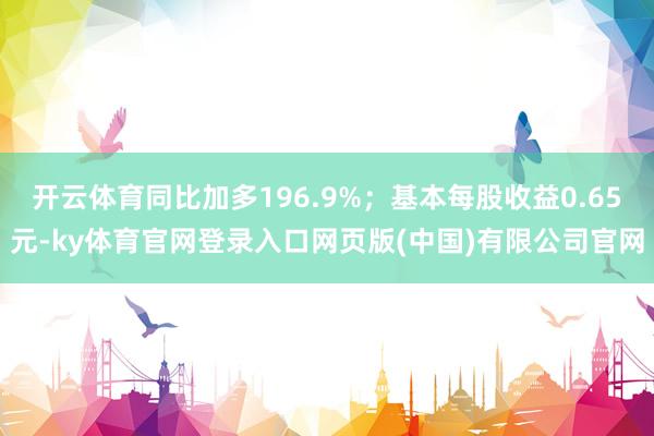 开云体育同比加多196.9%；基本每股收益0.65元-ky体育官网登录入口网页版(中国)有限公司官网