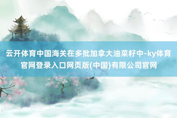 云开体育中国海关在多批加拿大油菜籽中-ky体育官网登录入口网页版(中国)有限公司官网